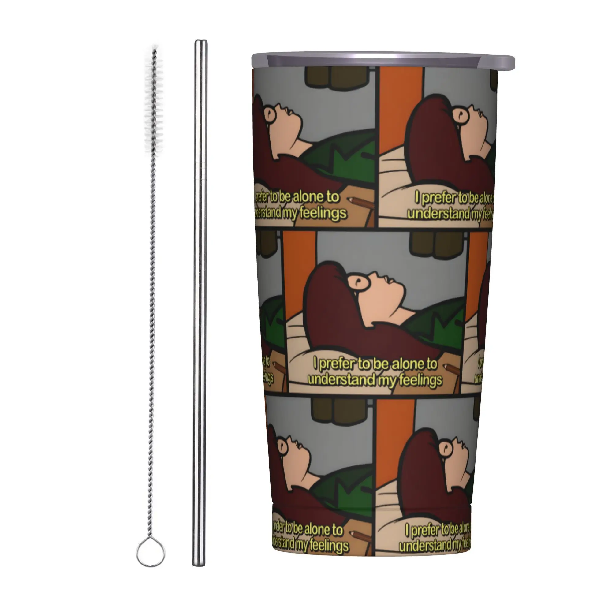 I Prefer To Be Alone To Understand My Feelings Darias Tumbler Vacuum Insulated Thermal Cup Stainless Steel Mugs Cold Drink, 20oz
