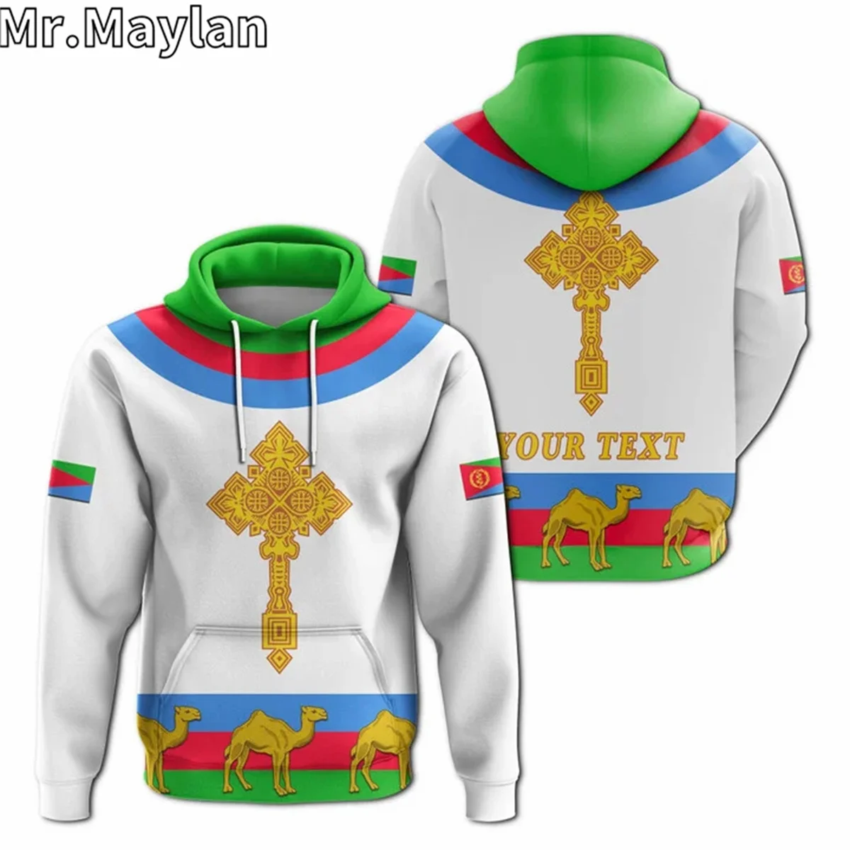 Africa Country ERITREA Dromedary And Olive Branches 3D Unisex Hoodie Men Streetwear Zip Pullover Casual Jacket Tracksuits K-077