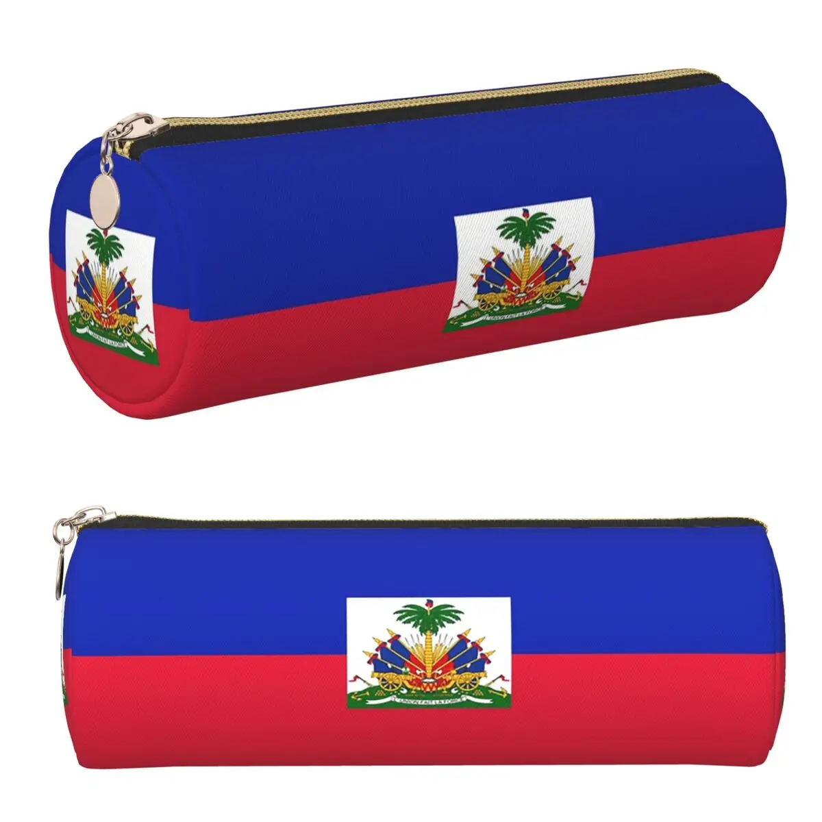 Federmäppchen mit Haiti-Flaggen-Aufdruck, Stifthalter, zylindrische Stiftbox, Bleistiftbeutel für Jungen und Mädchen, Schule