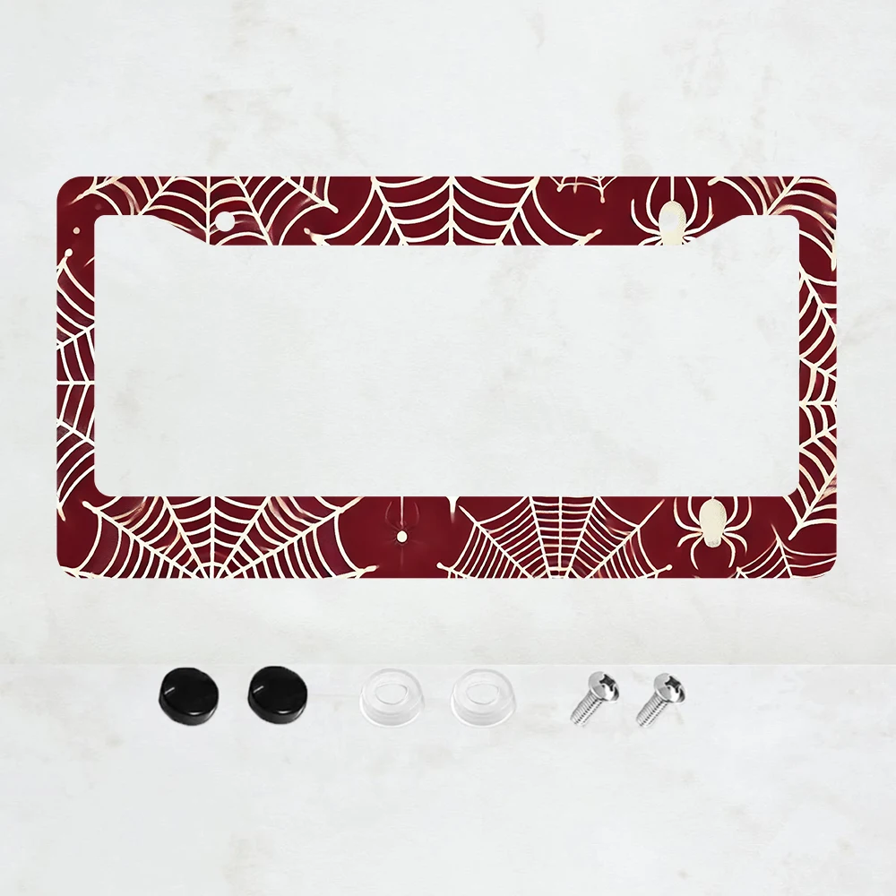 

Рамка для номерного знака из алюминия с узором «Паутина» (красно-белая), 1 шт. – стандартный размер для США, декоративный кронштейн для автомобильного номерного знака