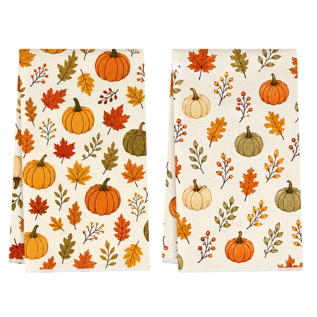 2pcs Set Kitchen Towels Autumn Pumpkin Maple Leaf FruitHand Towels Christmas Decorations For Home Noel Dish Towels Gifts