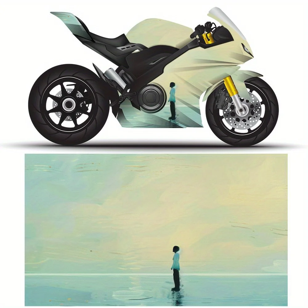 

2 шт. самоклеящаяся наклейка из ПВХ для мотоцикла с рисунком отражения городской пейзаж, пленка для кузова мотоцикла, подходит для большинства мотоциклов