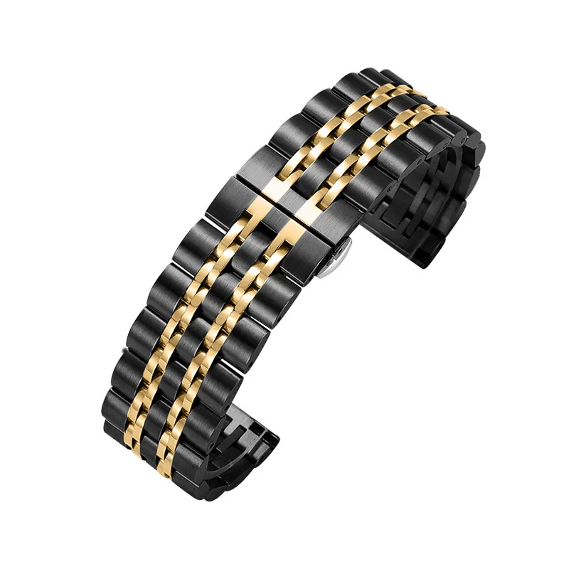 For Apple Watch Band 41mm 45 44 40 49 38 42mm Black Gold Stainless Steel Bracelet for iWatch Series Ultra 9 8 7 SE 6 5 4 3 Strap