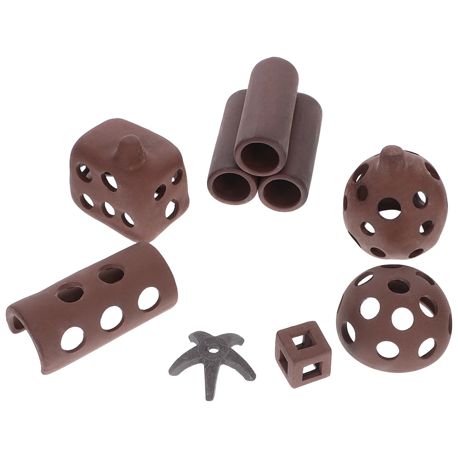 

7Pcs Fish Tank Ornaments Aquarium Decoration Purple Clay Ceramic Shrimp Shelter Hideout Fish Breeding Shrimp Tank Accessories