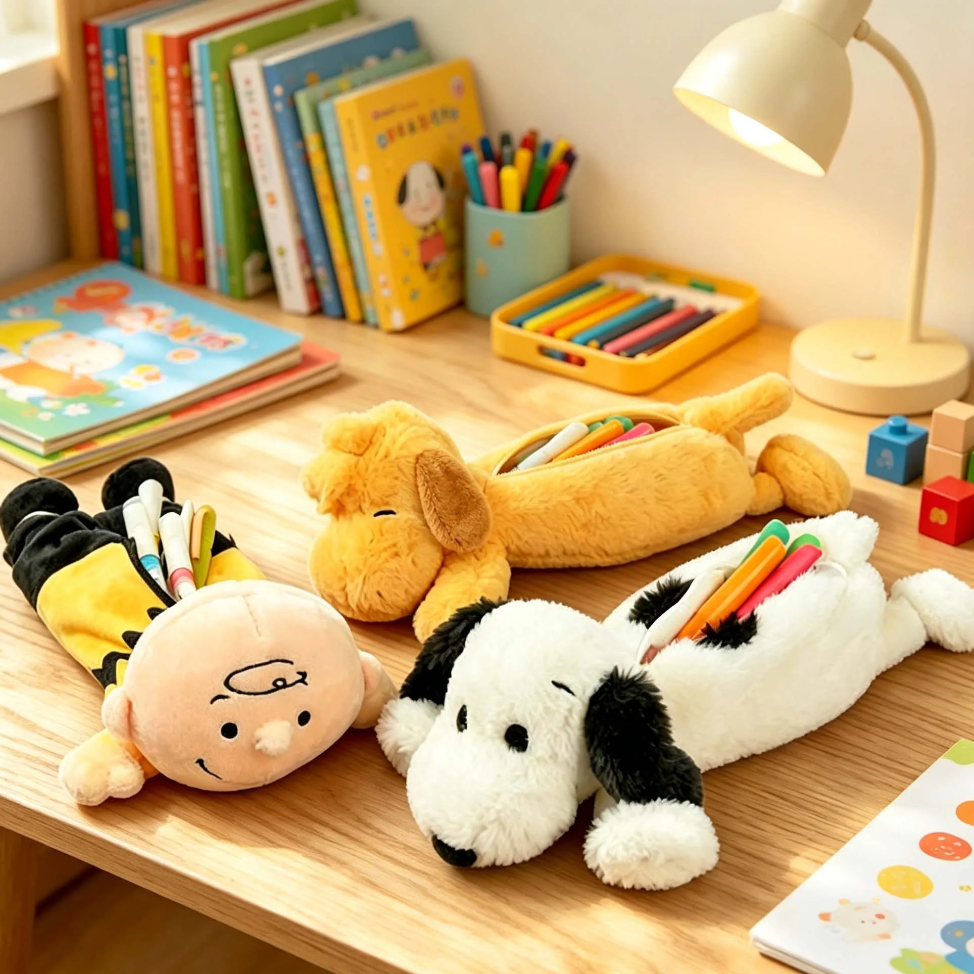 Estuche para lápices con diseño de dibujos animados, bolsa de gran capacidad, suave y con forma de animal de peluche, ideal para guardar material escolar, perfecto para niñas, una idea de regalo adorable.