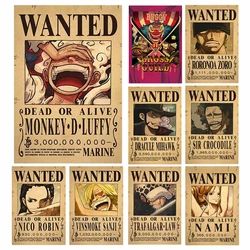 Anime Luffy Gear 5 One Piece Bounty Wanted Posters, 4 Emperors Law peuvFigures, Vintage Living Room Wall Decoration, Stickers Toys