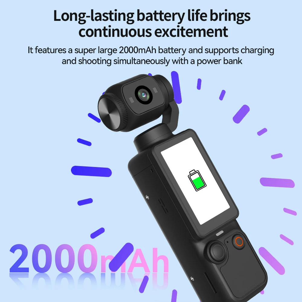 

Спортивная камера 1080P HD, карта памяти 32 ГБ, 2000 мАч, экран 1,9 дюйма, портативная карманная камера, ручная камера 180° ° Ручной поворотный объектив