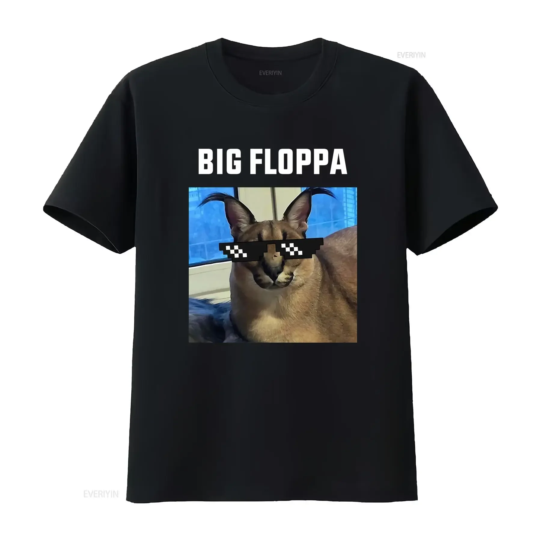Big Floppa Meme Cat T Shirt S 5XL Cool Design for  vintage Washed Top For Everyday Wear Soft Slightly streetwear Stretched