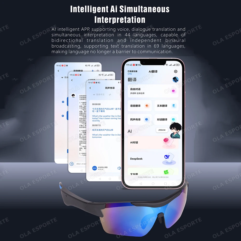 New Intelligent AI Sports Glasses Bluetooth Smart Glasses UV Protection Voice call Outdoors Sports Waterproof Cycling Sunglasses image 3