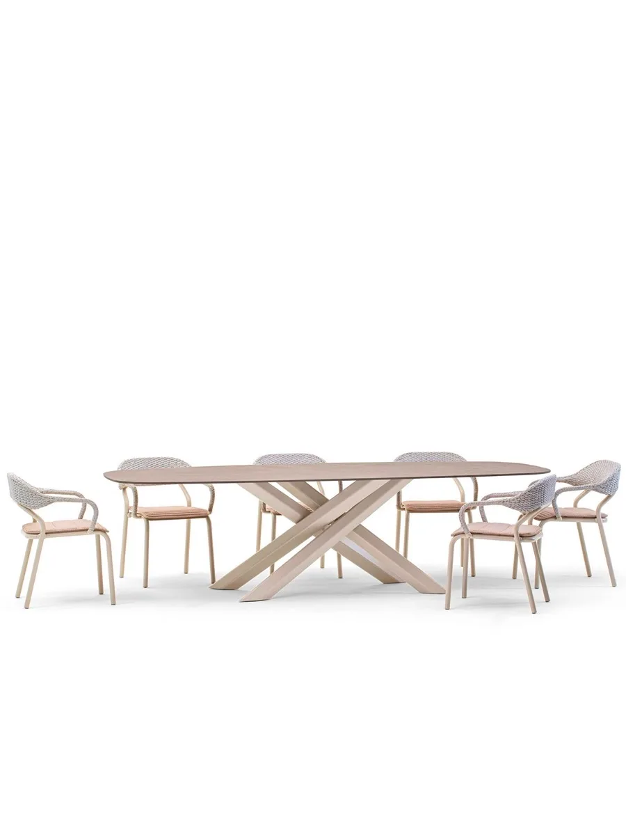 

Outdoor leisure rattan tables and chairs courtyard coffee table combination villa balcony hotel light luxury