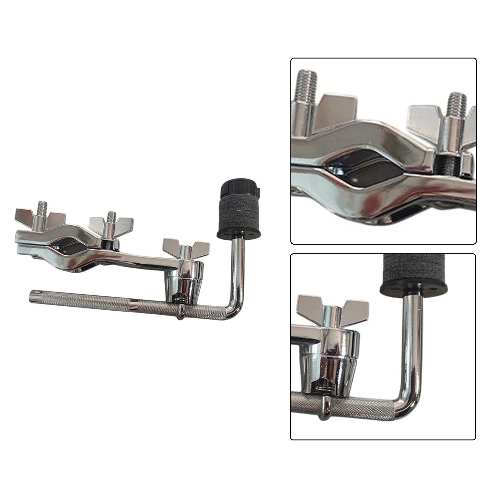 Approx. 23*12cm Drum Set Clamp Chrome-plated Finish Easy Installation L-Rod Adjust Clamp For Musical Performance
