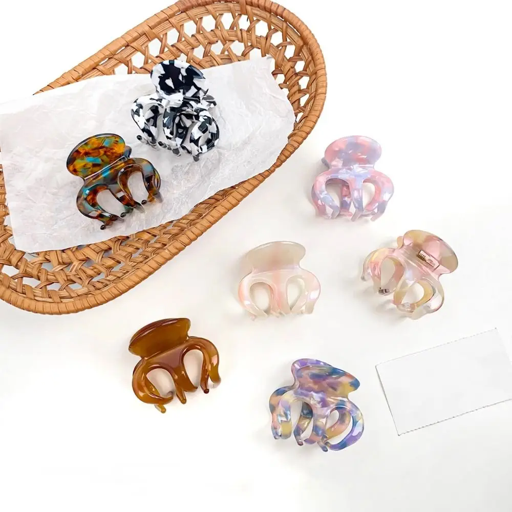 

Acetate Pumpkin Grab Clip Small Hollow Out High Ponytail Fixed Artifact Hairpin Hair Clips Korean Style Retro Mini Hair Claw