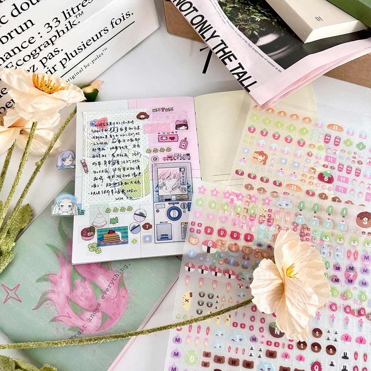 Kawaii Animais adesivos decorativos para Scrapbook, Praça adesivos, Papelaria bonito, DIY Artes Artesanato, Materiais Álbum