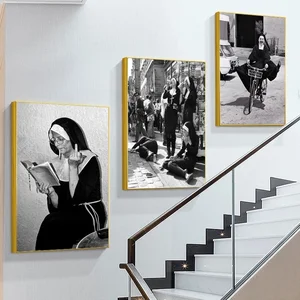 التدخين مثير راهبة اللوحة ملصق صور خمر أبيض وأسود جدار الفن قماش مطبوعات مضحك فتاة سيئة الرجعية الرجعية ديكور المنزل أفضل 8 فتاة سوداء عارية مبيعا - رقم 8