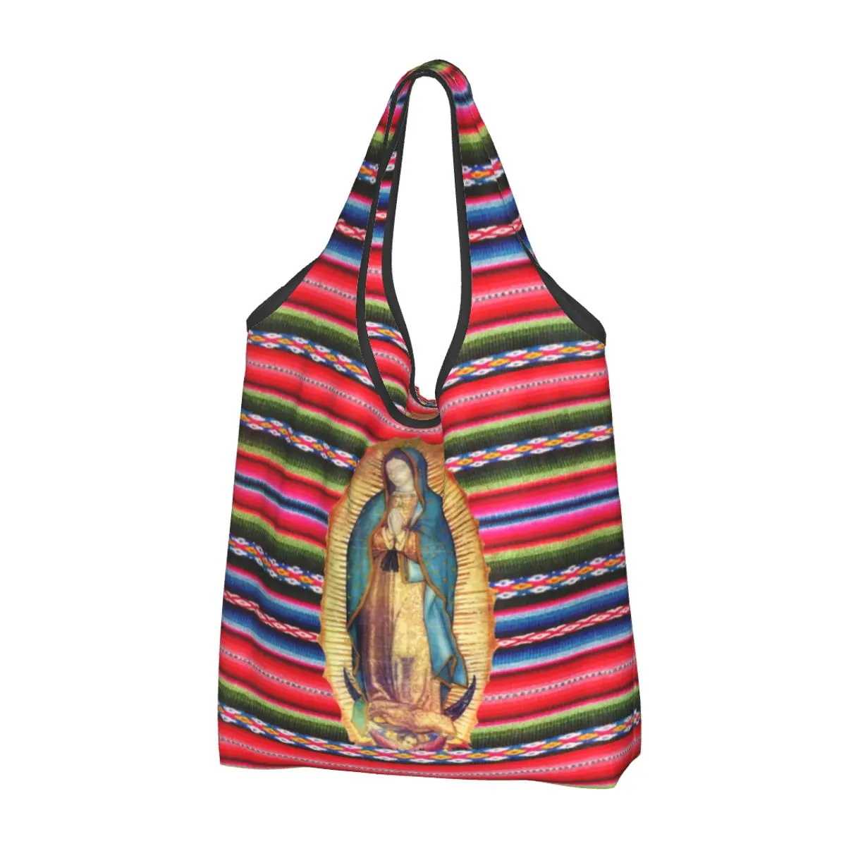 

Our Lady Of Guadalupe Virgen Maria Zarape Grocery Shopping Bag Shopper Shoulder Tote Bags Portable Virgin Mary Catholic Handbag