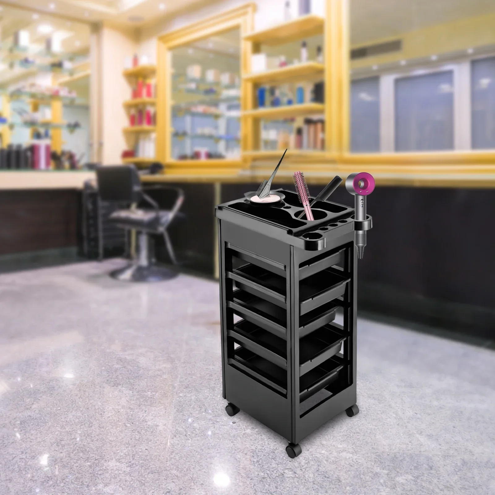 

5 Drawers,NEW Beauty Rolling Trolley Utility Cart Salon Styling Station Trolley Equipment Rolling Storage Tray Cart for Salons