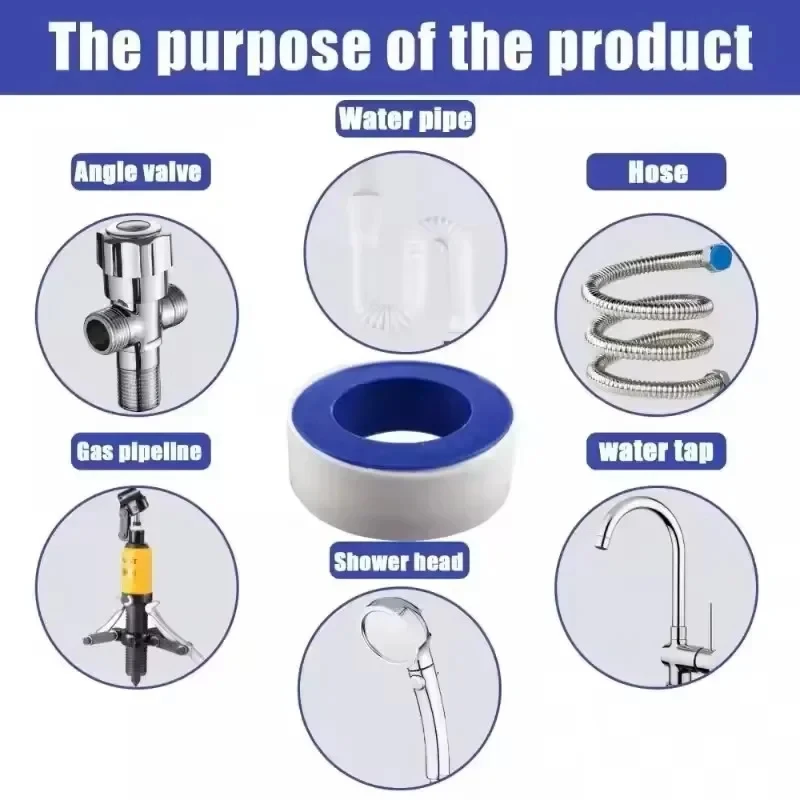 Cinta Selladora Industrial de PTFE, Cinta Impermeable para Conductos, Herramientas de Reparación de Accesorios de Plomería, Sellado de Tuberías de Ducha