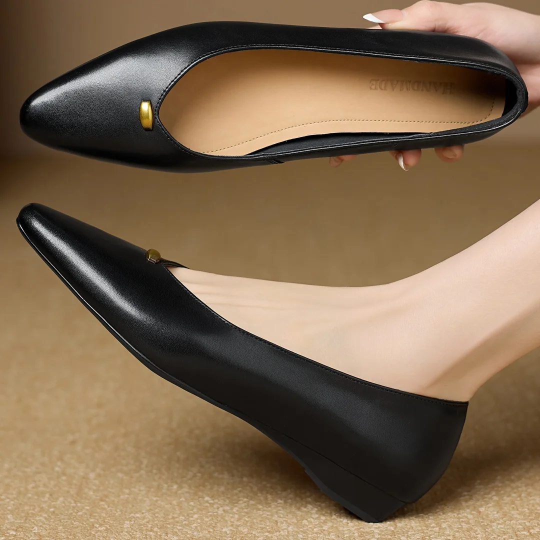 

Женские туфли-слипоны Danxuefei 2026 из натуральной кожи с острым носком, высококачественные, мягкие, удобные, повседневные, для ежедневной носки