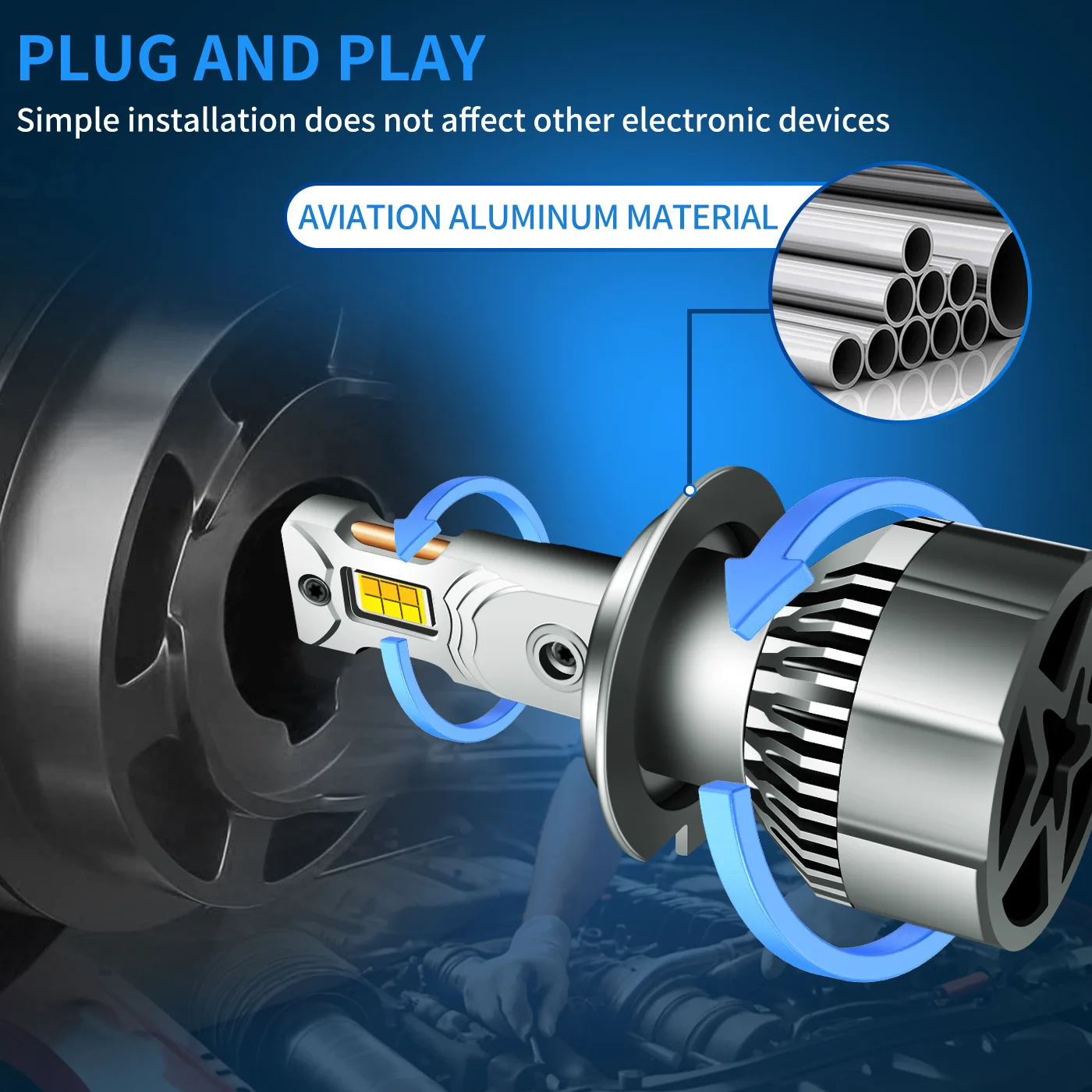2X H7 Car Tricolor LED Headlight H1 H4 H11 HB3 HB4 9005 3000K 4300K 6000K Yellow White Three Colors 12V LED Auto Bulbs 24V Truck
