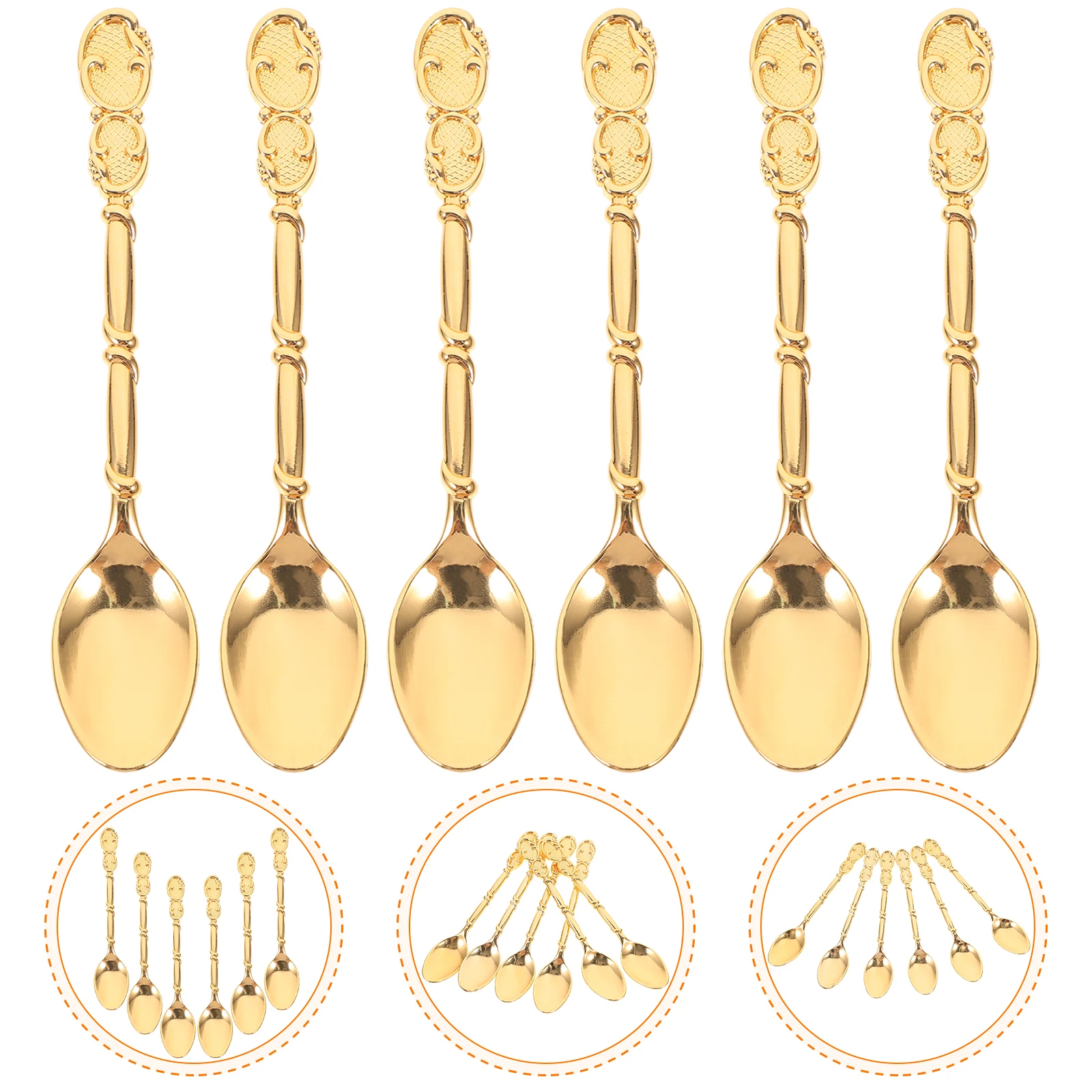 

Retro Dessert Metal Alloy Long Handle Stirring Spoon Household Pudding Scoop Coffee Tea Mixing Spoons Portable Kitchen Cutlery