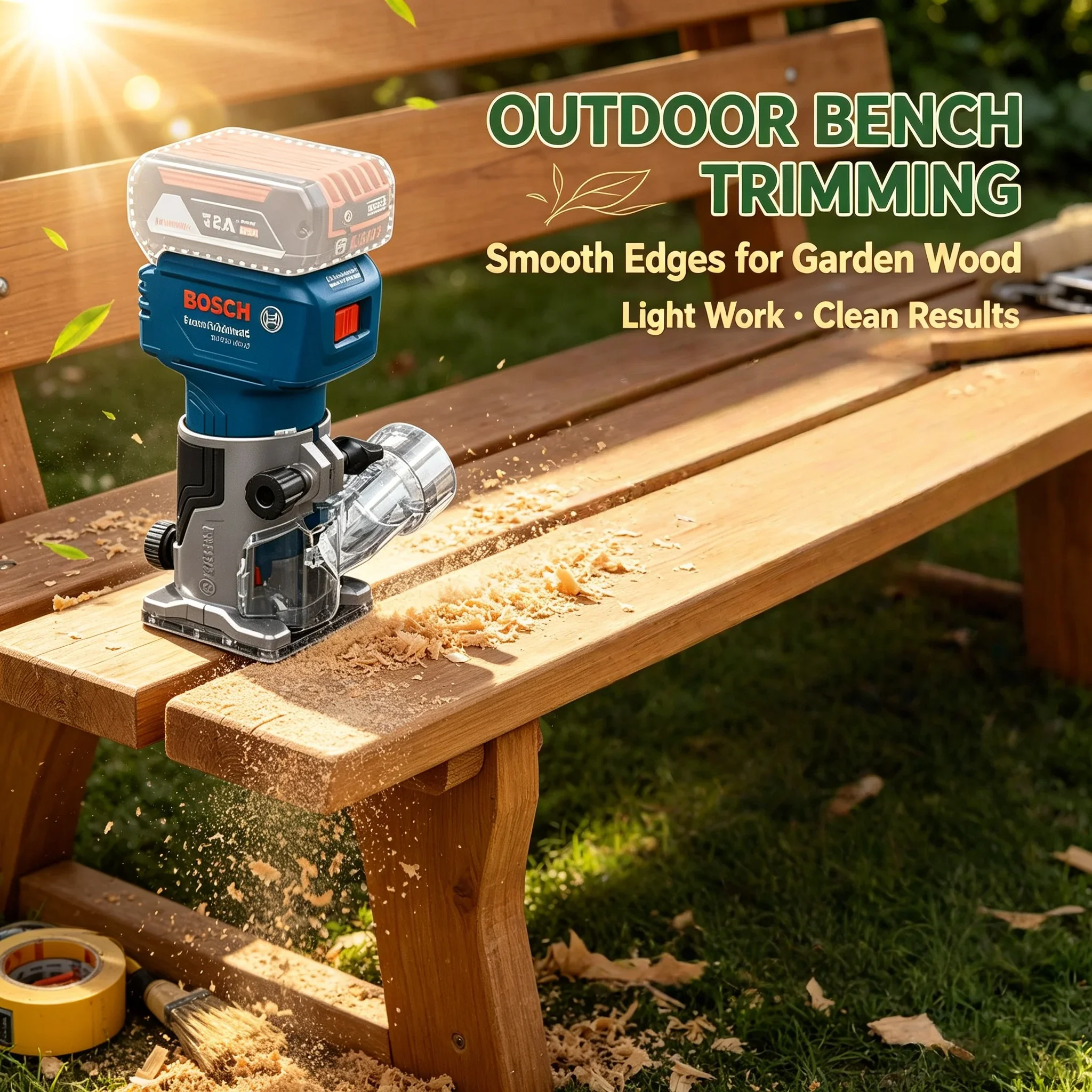 Bosch GLF18V-8 Portable Cordless Wood Edge Trimmer, Fine Trim For Laminate & Timber, Bare Unit Excluding Charger Battery