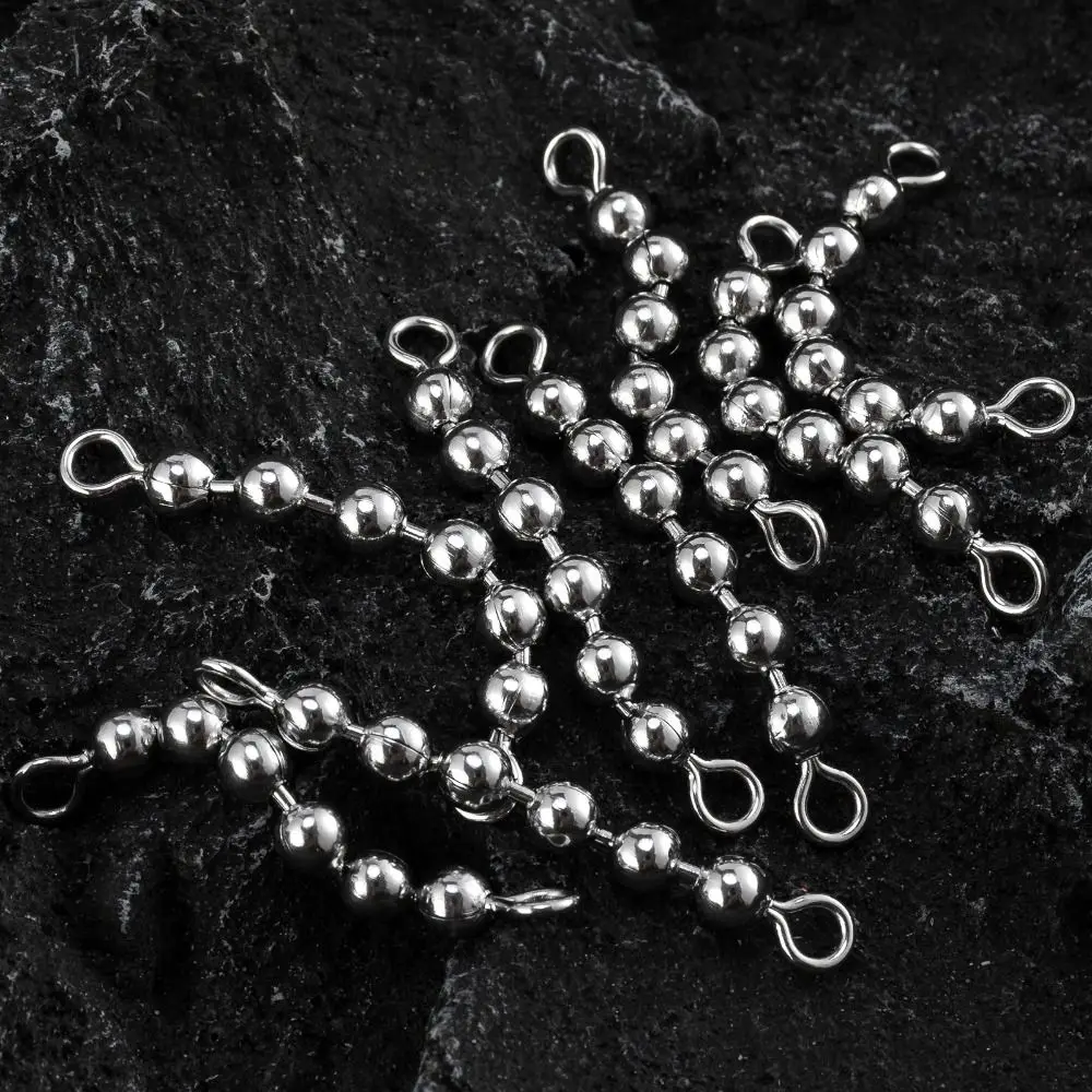 5pcs Bead Fishing Bead Chain Swivel Eight-figure Ring Stainless Steel Fishing Rolling Bead Chain Connector Corrosion-resistant