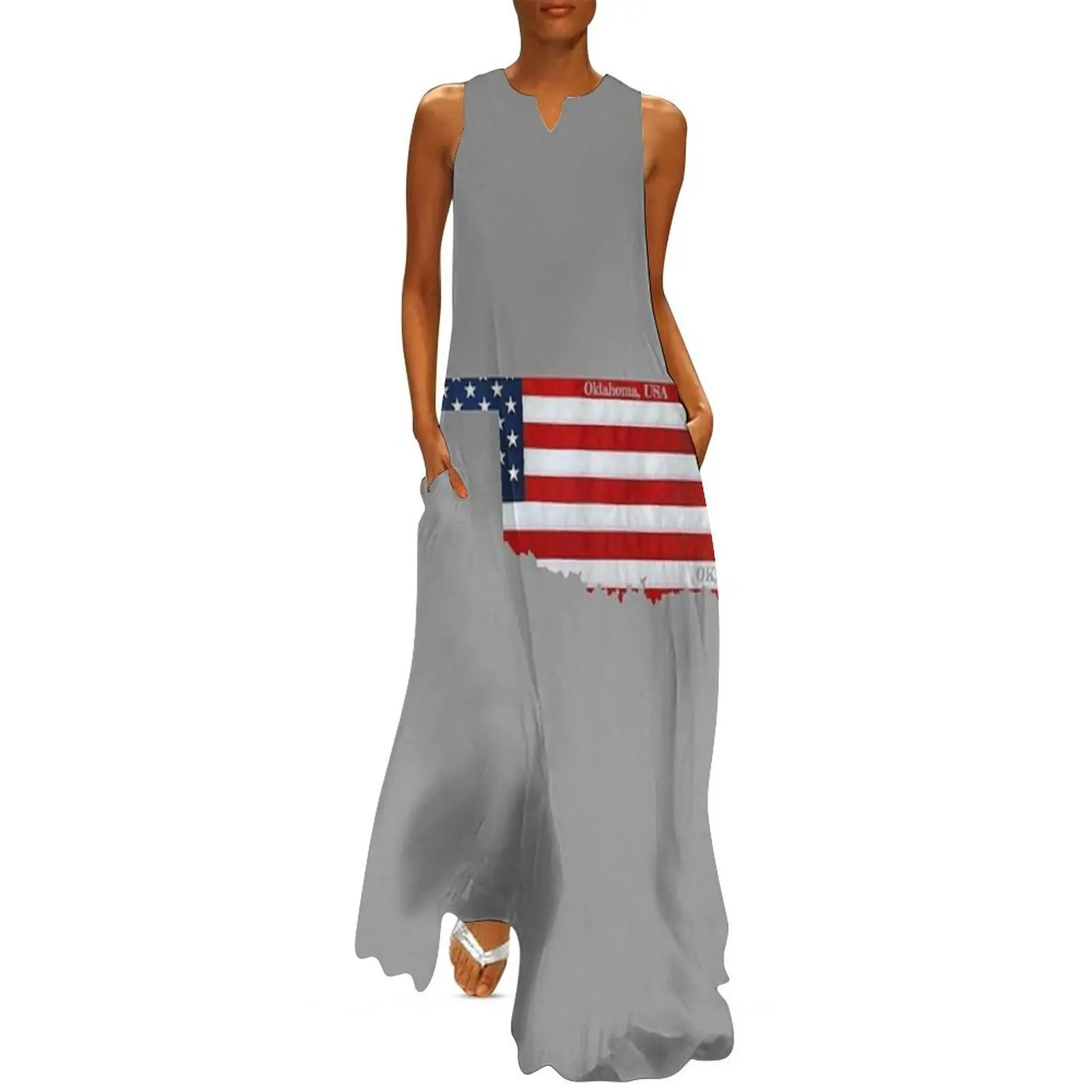 

American Flag Over Oklahoma Design Long Dress Bride dresses summer clothes party dress women elegant luxury