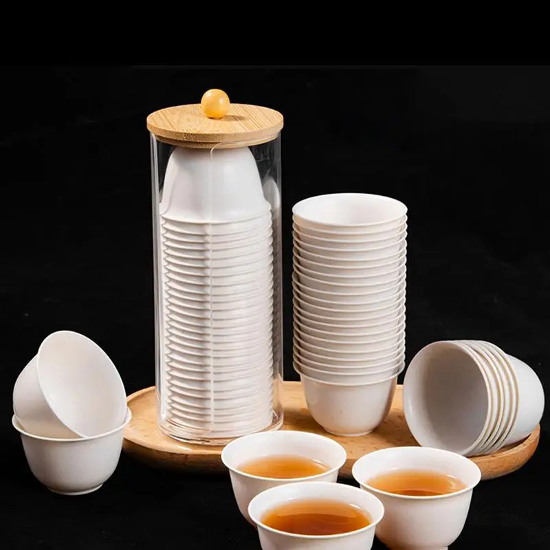 Eco-Friendly Rice Husk Tea Cups Thickened Design 50 Pcs Perfect for Kung Fu Tea Rituals