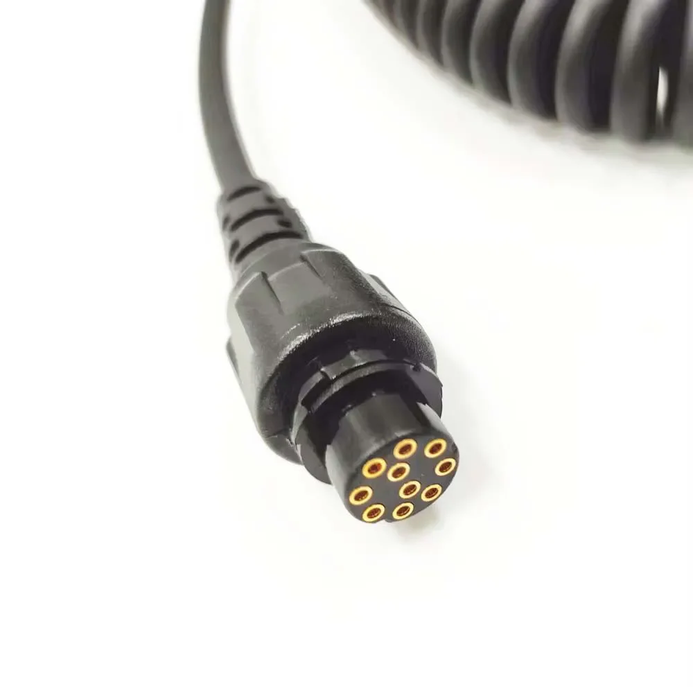 For Hytera SM25A1 Remote Speaker Microphone 10-Pin Spring Cable Connector Stretchable Microphone Speaker Cable