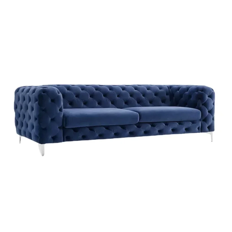 American buckle, velvet Nordic style living room, light luxury fabric three-person, small apartment combination