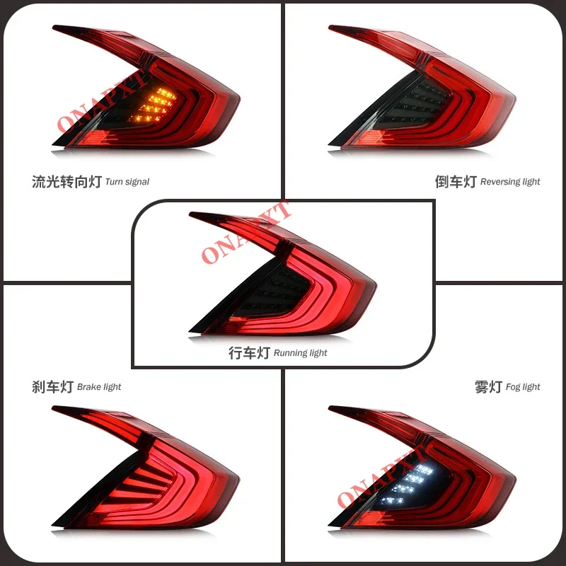 Car Accessories Streaming Turn light LED Tail Light Assembly Refit Taillight Rear Lamp For Honda Civic 2016-2023