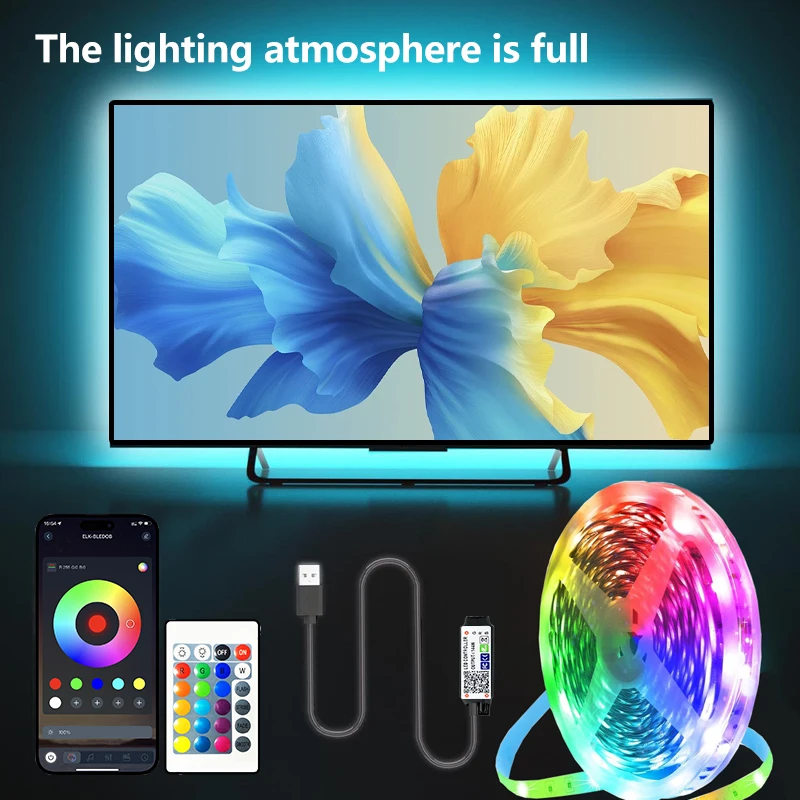 

5V LED strip lamp RGB with USB 24 key Bluetooth remote control color-changing brightness patch suitable for holiday decoration