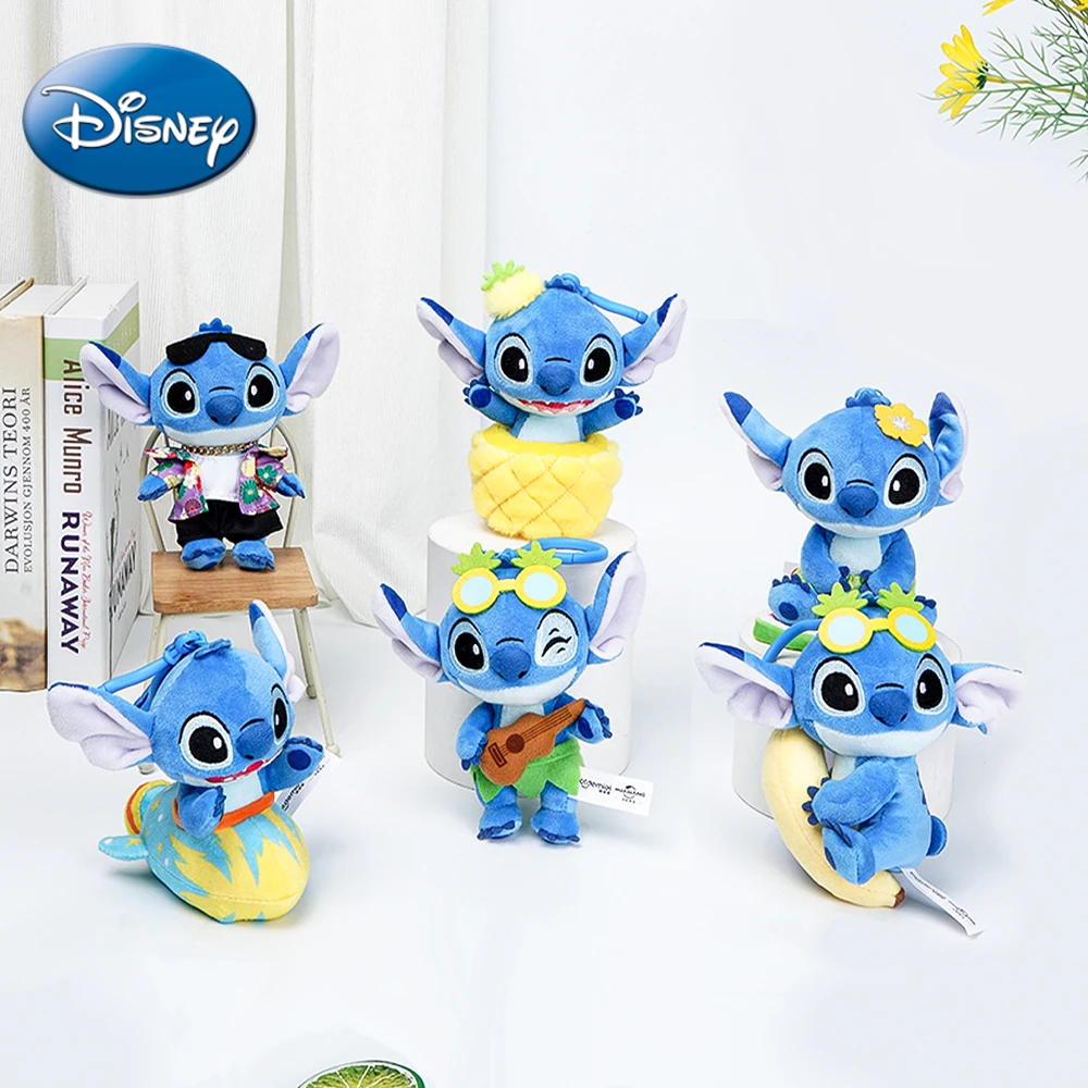 LLavero de caja ciega aleatoria suave de Disney Stitch, colgante bonito de la serie Hawaiana de piña para mochila escolar, teléfono, regalo bonito para seguidores, 1 ud.