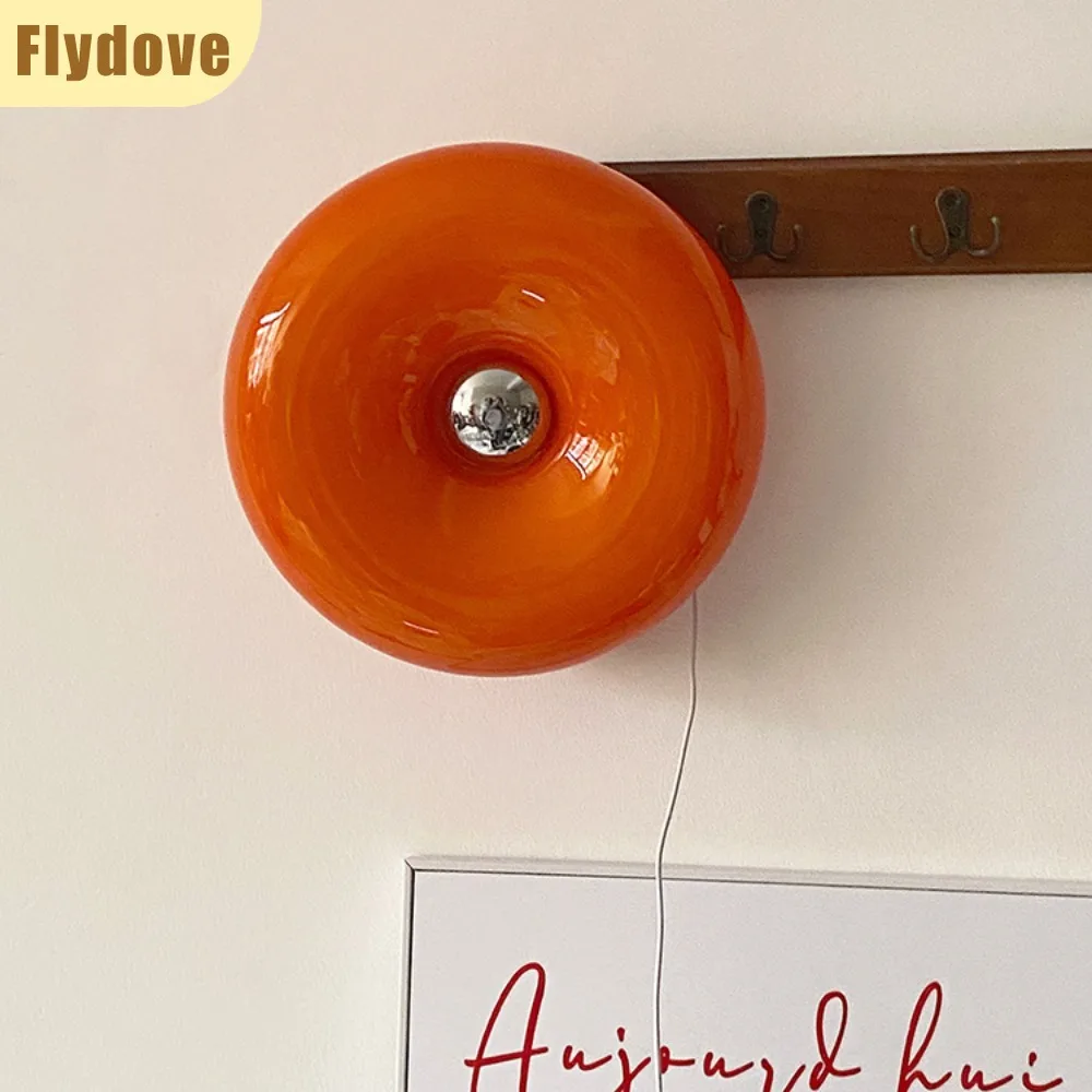 Glass Wall Lamp Creative Donut Bedroom Study Decoration Ornament USB Tri Color Adjustable Table Lamp Home Lighting Fixture