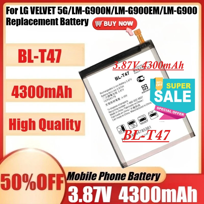 

Для LG VELVET 5G/LM-G900N/LM-G900EM/LM-G900 Сменный аккумулятор + инструменты, новый BL-T47 3.87V 4300mAh, высококачественный аккумулятор