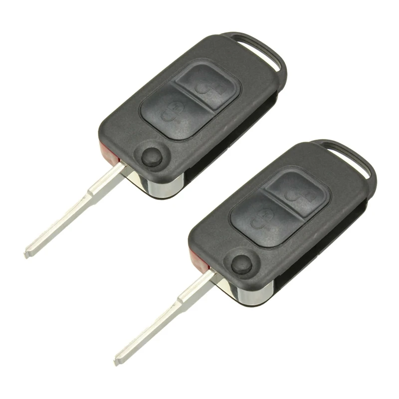 

2X 2 Button Flip Remote Key Case HU64 Blade FOB For Mercedes Benz A C E S W168 W202 Car