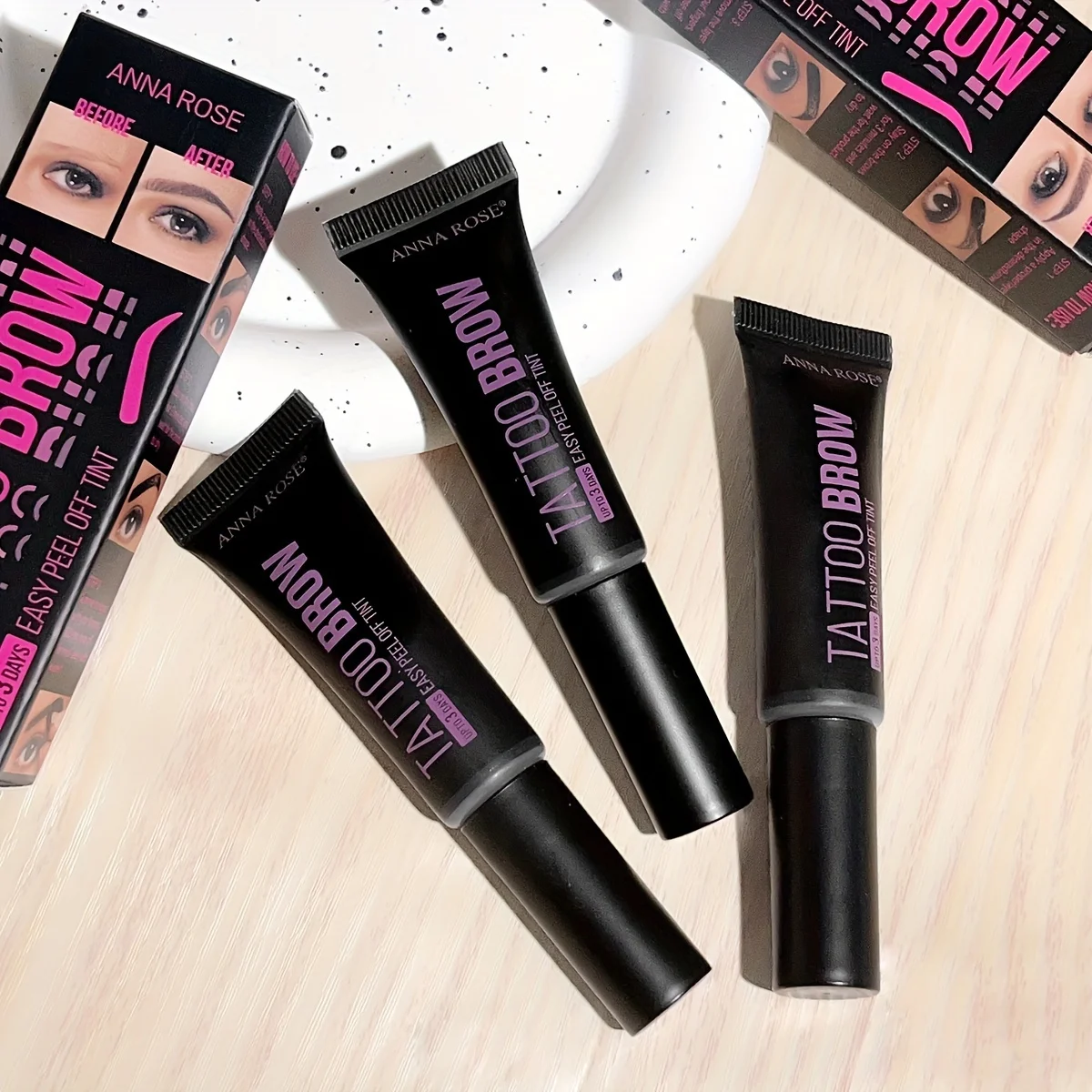 Professional Eyebrow Enhancers ครีมผู้หญิงธรรมชาติ Liquid Dyeing Eyebrow Set Brow Tattoo สีติดทนนานกันน้ํา Eyebrow Gel