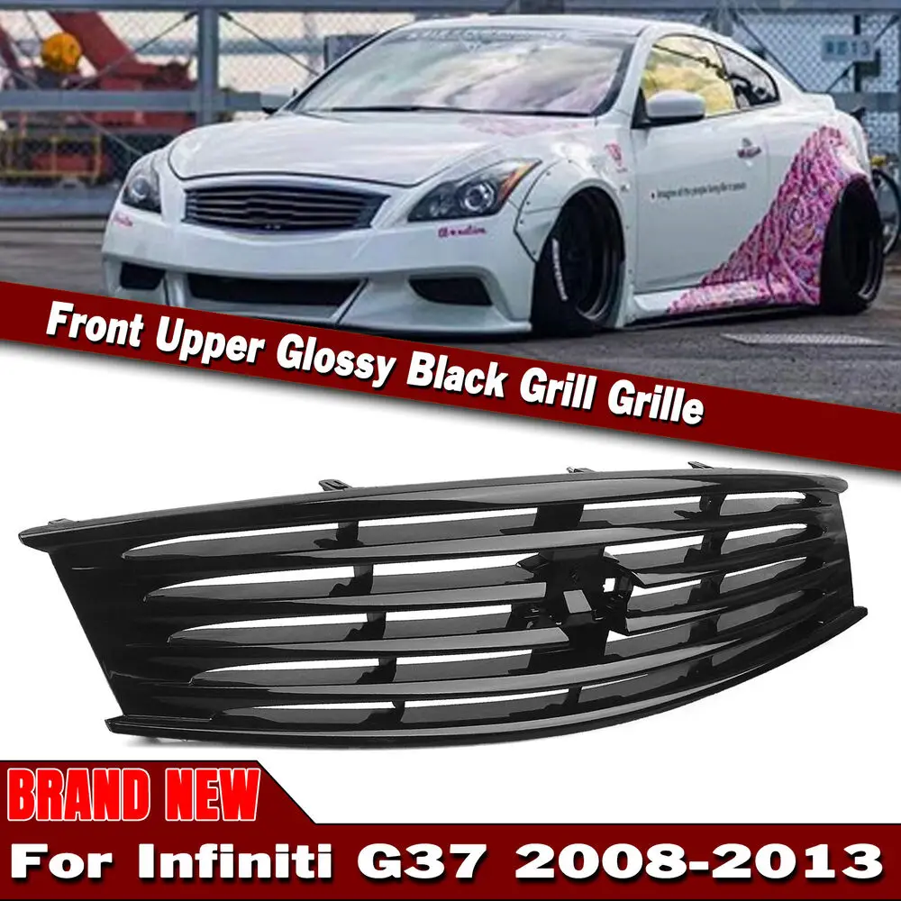 

Front Grill Grille For Infiniti G37 2 Door Coupe 2008-2013 Gloss Black