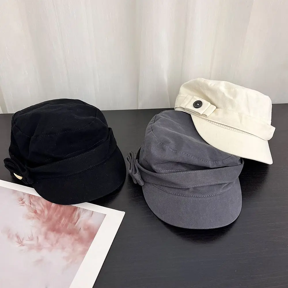 Casual Tuch Flache Kappe Baumwolle Taste Reit Hut Koreanischen Stil Zeitungsjunge Mütze Retro Maler Hut Im Freien