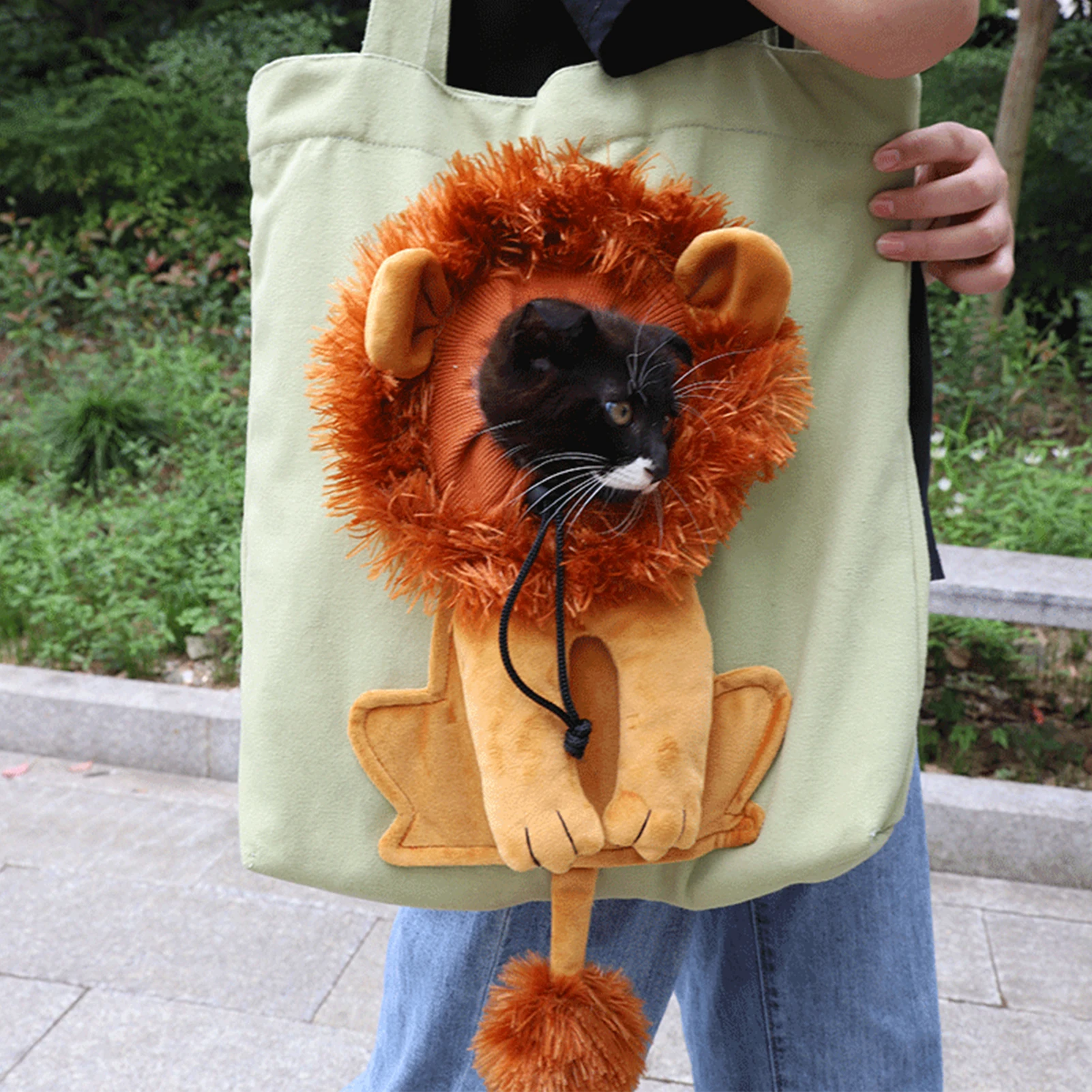 강아지 고양이 운반 가방, 대용량 개 캐리어, 귀여운 사자 패턴, 강아지에게 적합