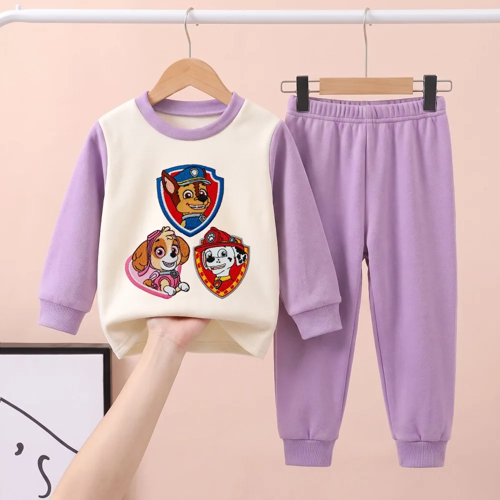 Autumn Winter Boys and Girls Warm Bottom Clothing Sets Kids Soft Sleepwears Suit Children's Fashion Home Clothes Set Pajamas Set