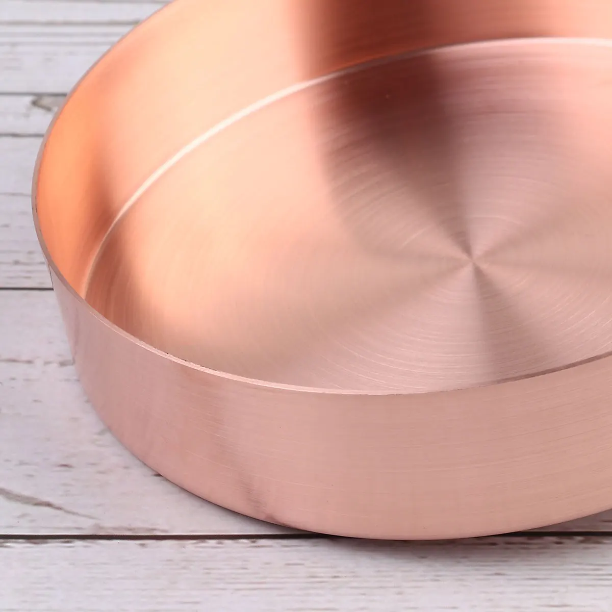 

Metal Tray Jewelry Plate Copper Storage Dish Organizer Desktop Round Food Trays