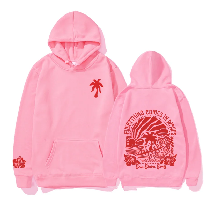 

PINK PALM PUFF Letter Design Women Streetwear American Style Fashion Sweatshirt Autumn Hip Hop Female Hoodies Casual Fleece Top