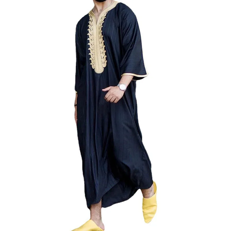 Muslim Robe Men Islam Clothing Embroidery Abaya Homme Fashion Saudi Arabia Dubai Kaftan Jubba Thobe Ramadan Dress Husband Gift