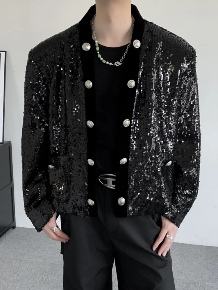 

iny Sequin ort Мужской костюм Jaet Роскошный матовый Fini Flaing Glitter Surface Весенняя молодежная верхняя одежда Жан