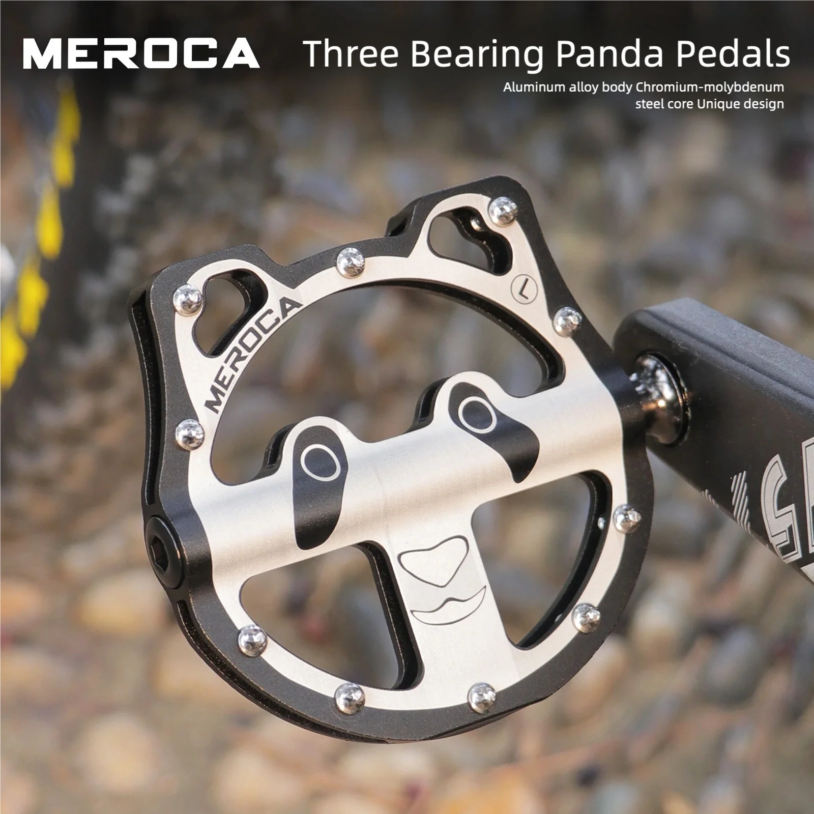 

MEROCA Bicycle Panda 3-Bearing Aluminum Alloy Pedal Mountain/Road Bike CNC Anti-Slip Pedal