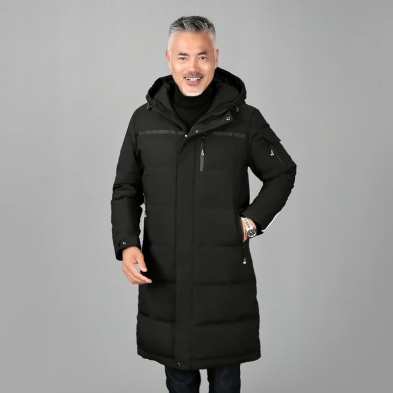 Abrigo largo de plumón de pato para hombre, chaqueta con capucha, Parka de invierno, talla grande 5XL, para padre y mediana edad