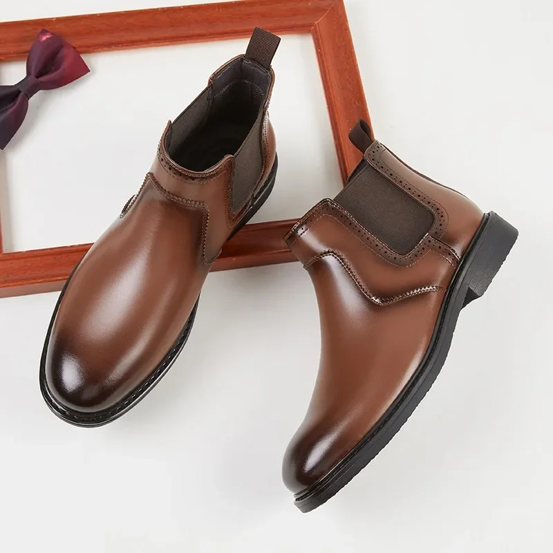 

Винтажные мужские кожаные оксфорды, роскошные мужские кожаные ботинки ручной работы, весна 2026, новая мода в британском стиле, мужская обувь без шнуровки с круглым носком