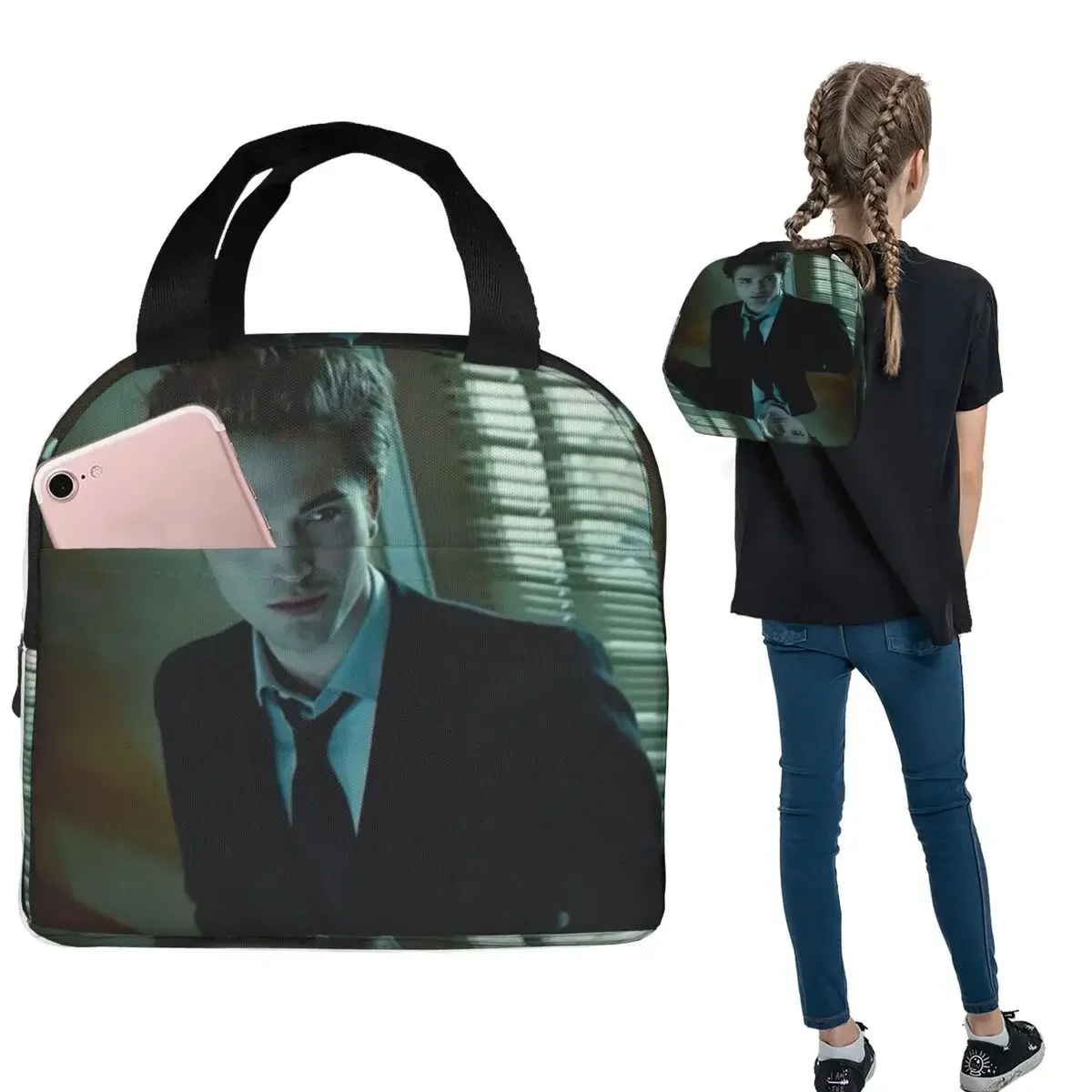The Twilight Saga Edward Cullen Insulated Lunch Bag for Women Kids Leakproof Food Boxes Thermal Lunch Box Tote