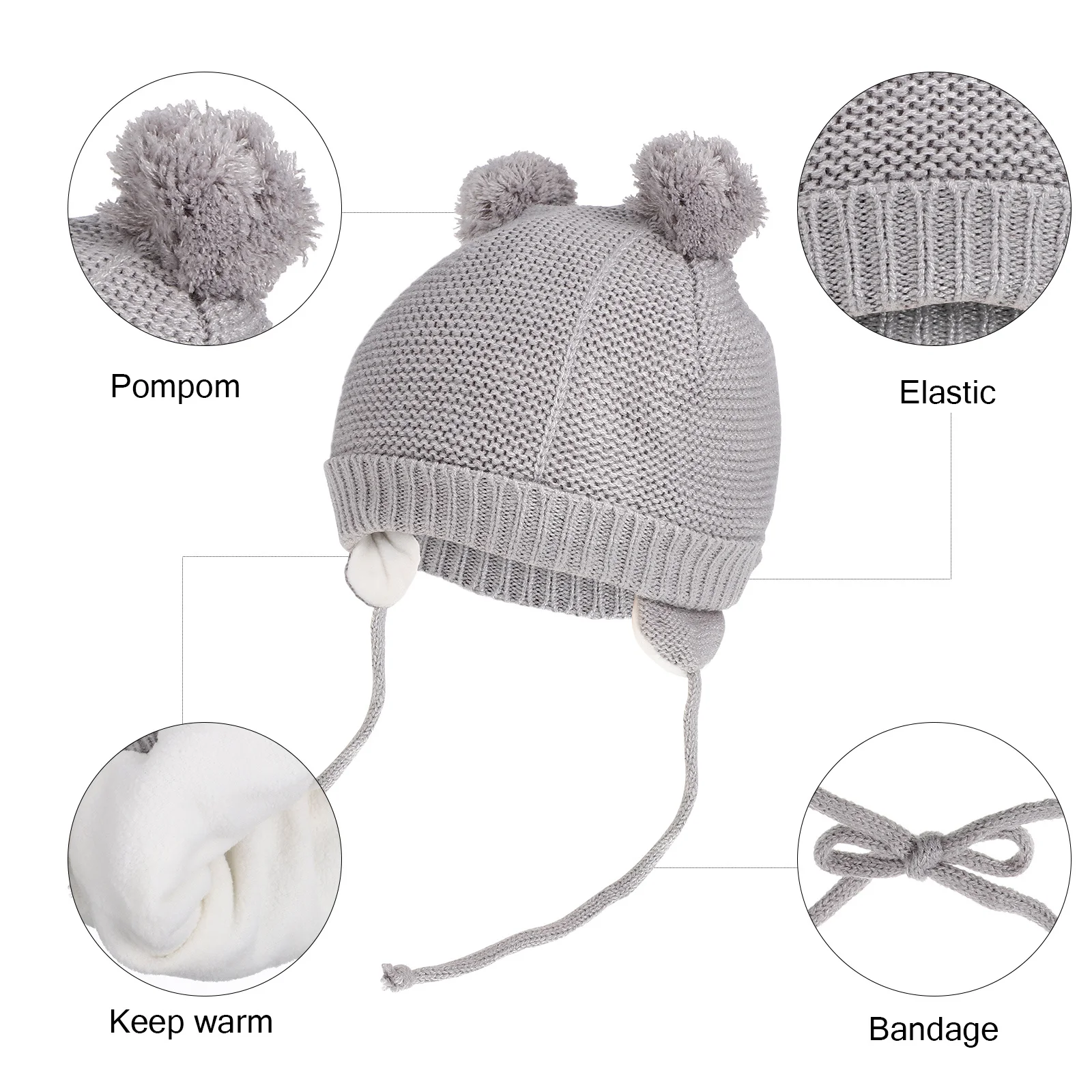 مجموعة قفازات القبعة الدافئة مبطنة بالصوف قفازات قبعة لفصل الشتاء قبعة صغيرة قابلة للتعديل Pompom مطابقة هدية ل